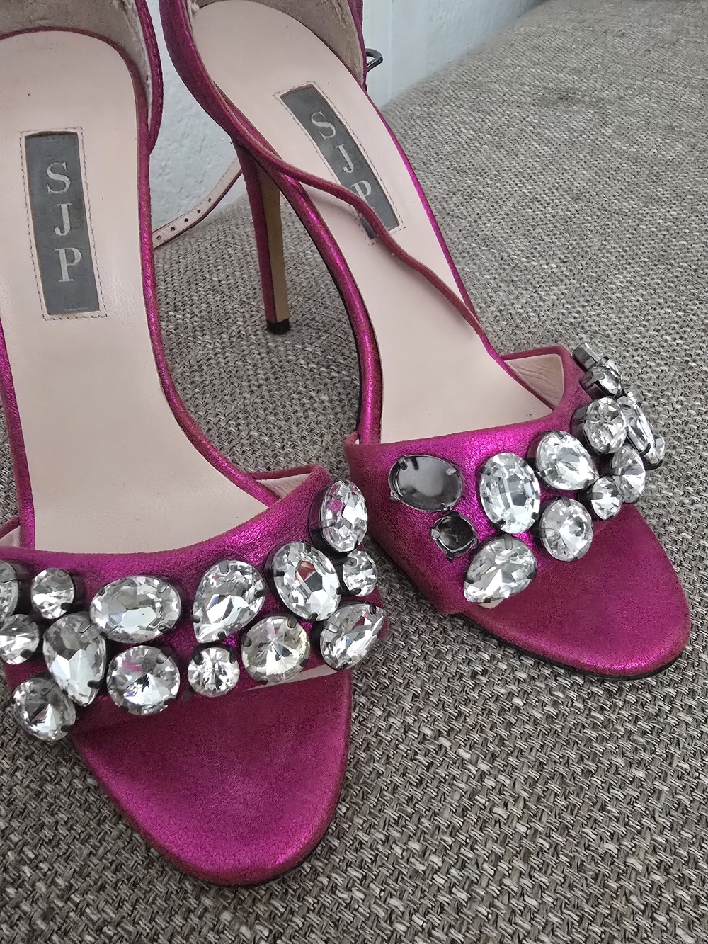 SJP by Sarah Jessica Parker Pandemonium Jeweled Ankle Strap High Heel Sandal - Picture 2 of 5